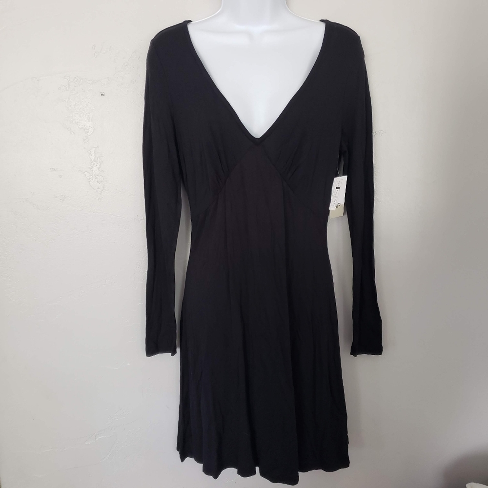 BP. NWT Women's Small Black Long Sleeve Dress Knee Length V-neck Solid Basic LBD